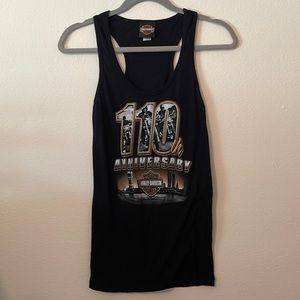Harley-Davidson 110th Anniversary Fitted Black Graphic Tank Top
